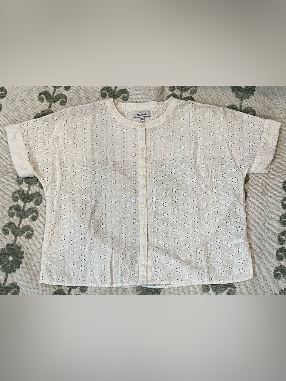 Madewell Ivory Eyelet Boxy Button-Front Top